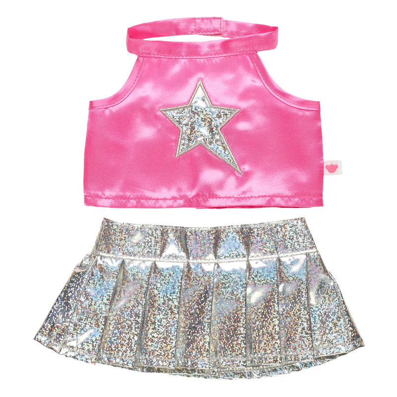 Honey Girls Silver Pleated Skirt Set