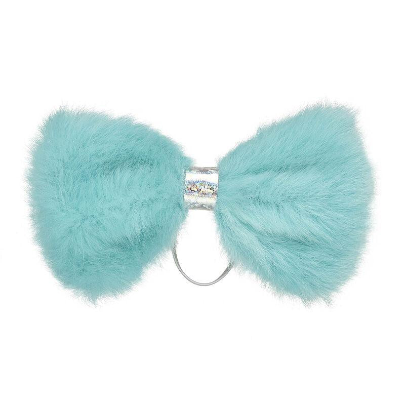 Blue Fur Bow