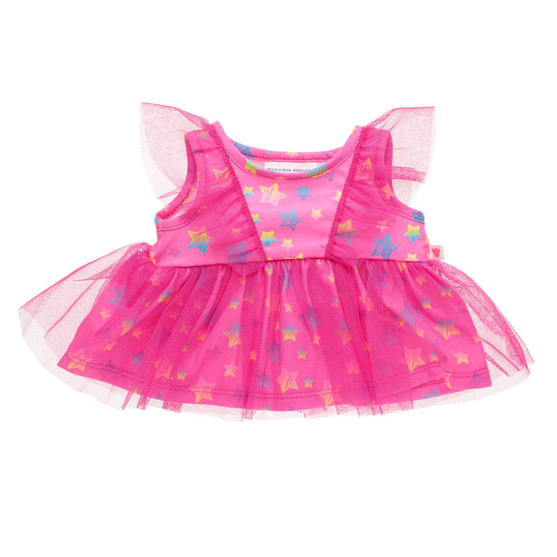 Pink Stars Tulle Sleeve Dress