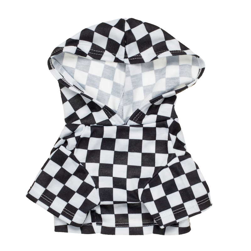 4-Leg Black and White Check Hoodie