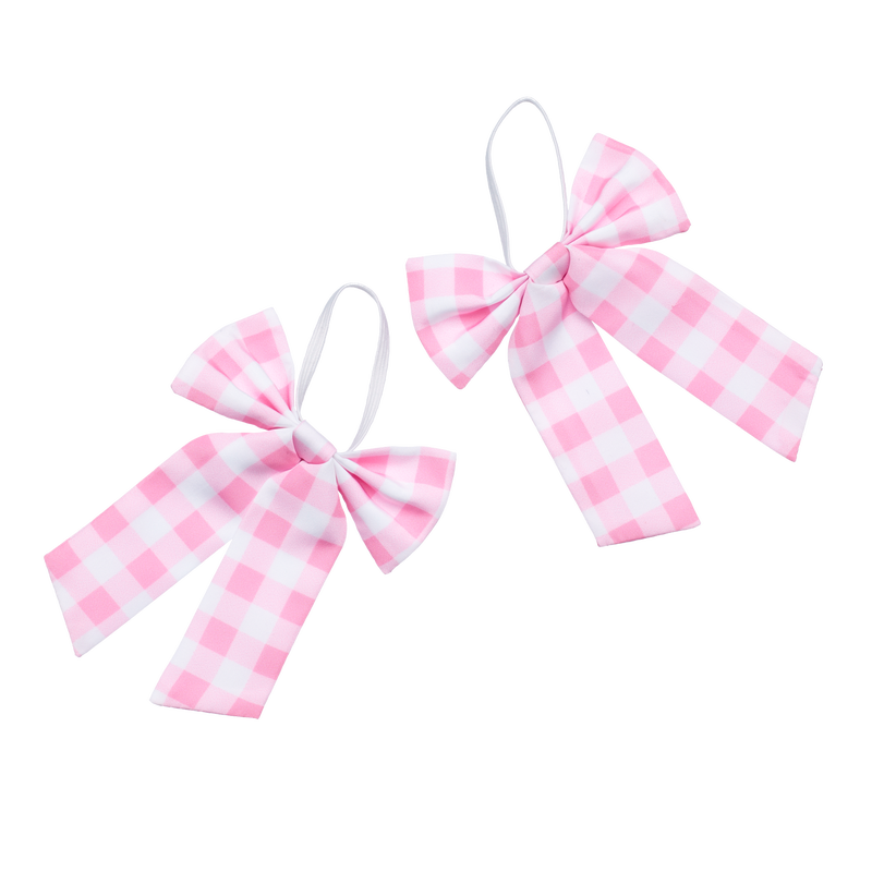 Pink Gingham Ear Bows