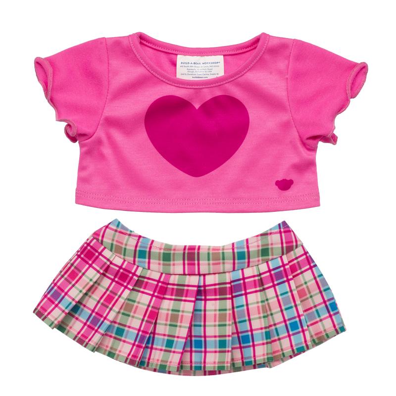 Pink Fall Plaid Skirt Set