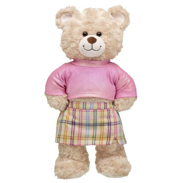 2 pc. Pink Top and Plaid Skirt Outfit - Build-A-Bear Workshop New Zealand