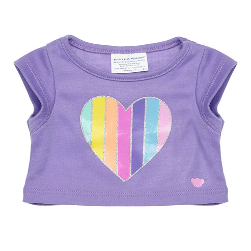 Purple Rainbow Heart T-Shirt Build-A-Bear Workshop New Zealand