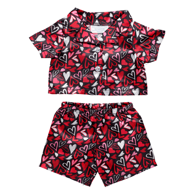 Valentines Day Hearts Satin PJ Set Build-A-Bear Workshop Australia